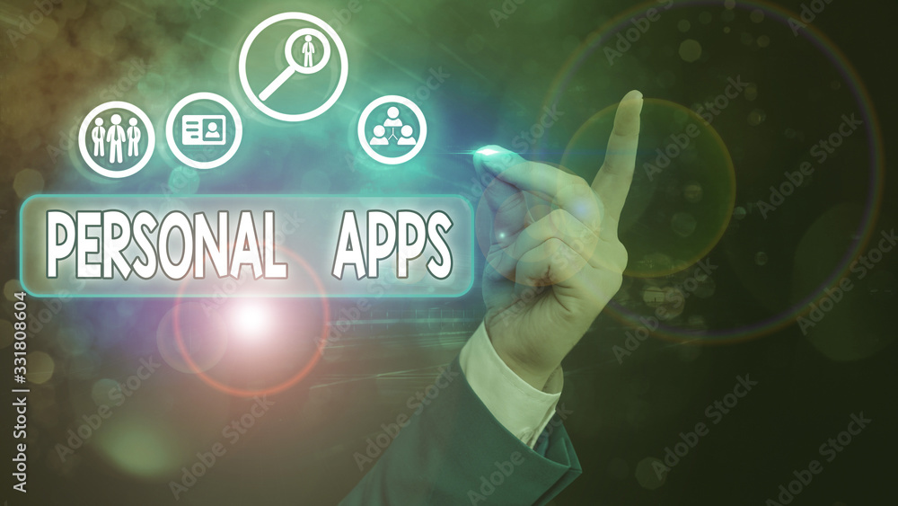 Poster handwriting text personal apps. conceptual photo app for secure password less validation to online s