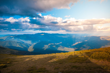 Mountain sunset landscape in Romania