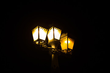 Old european city street lights