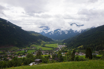 Fototapeta na wymiar view of valley in Gailtal Alps on a cloudy day, Austria