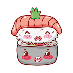 kawaii nigiri sushi with rice roll food japanese cartoon, sushi and rolls