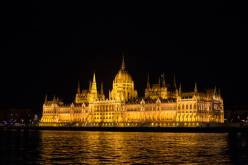 Fototapeta na wymiar Budapest Parliament Buildings at night with backlight