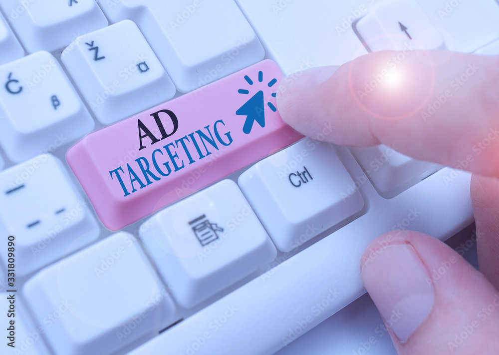 Poster word writing text ad targeting. business photo showcasing target the most receptive audiences with c