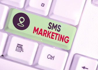 Conceptual hand writing showing Sms Marketing. Concept meaning Effective technology for inviting...