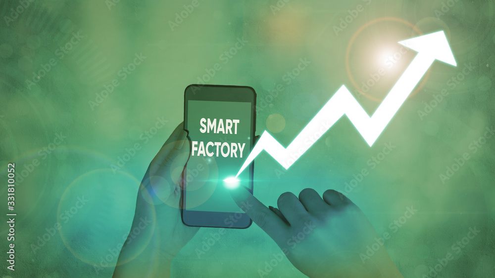 Poster conceptual hand writing showing smart factory. concept meaning a highly digitized and connected prod