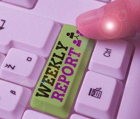 Handwriting text writing Weekly Report. Conceptual photo information on what have become known...