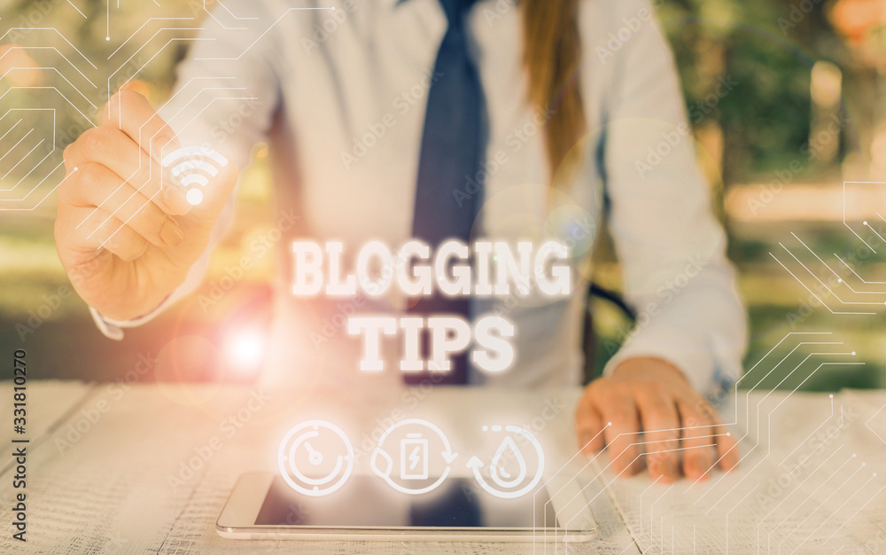 Poster writing note showing blogging tips. business concept for ideas on how improve the discussion or info