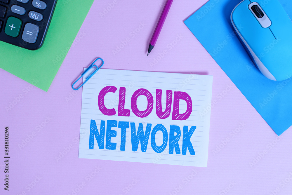 Poster writing note showing cloud network. business concept for access of networking resources from central