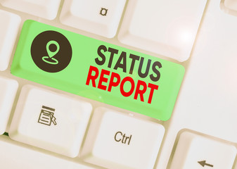 Conceptual hand writing showing Status Report. Concept meaning document relating a situation of something such as a project