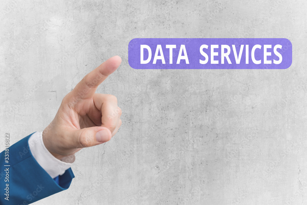 Poster writing note showing data services. business concept for thirdparty services that help to manage dat