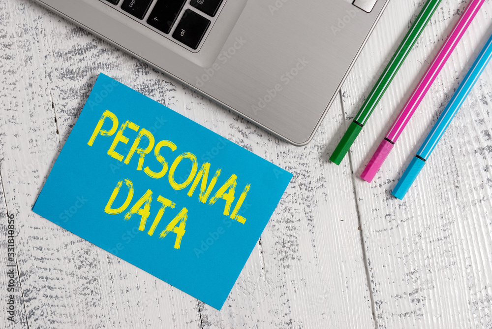Poster text sign showing personal data. business photo text information that relates to an identifiable ind