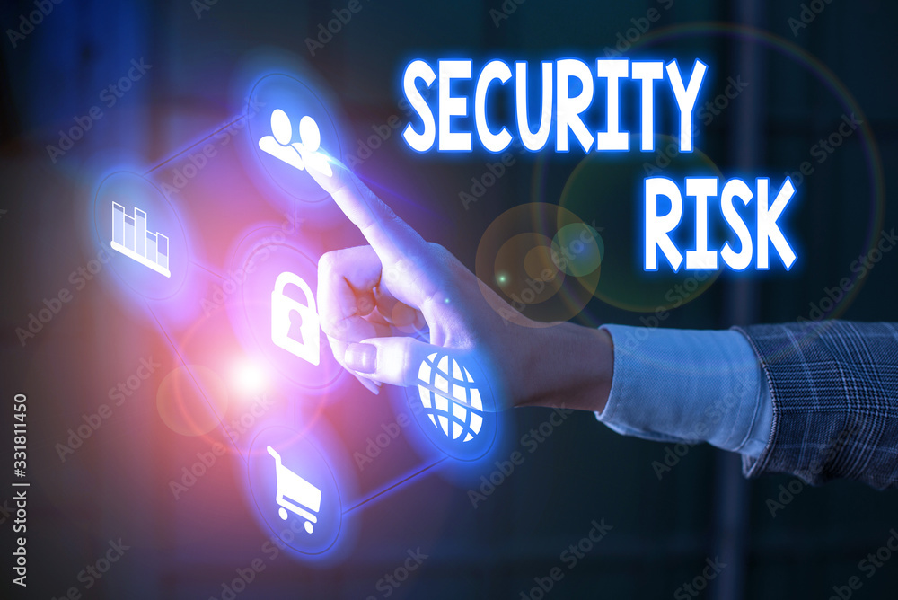 Poster writing note showing security risk. business concept for possesses a possible threat to the security
