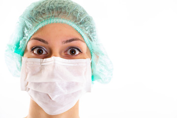 doctor will make woman an injection. selective focus