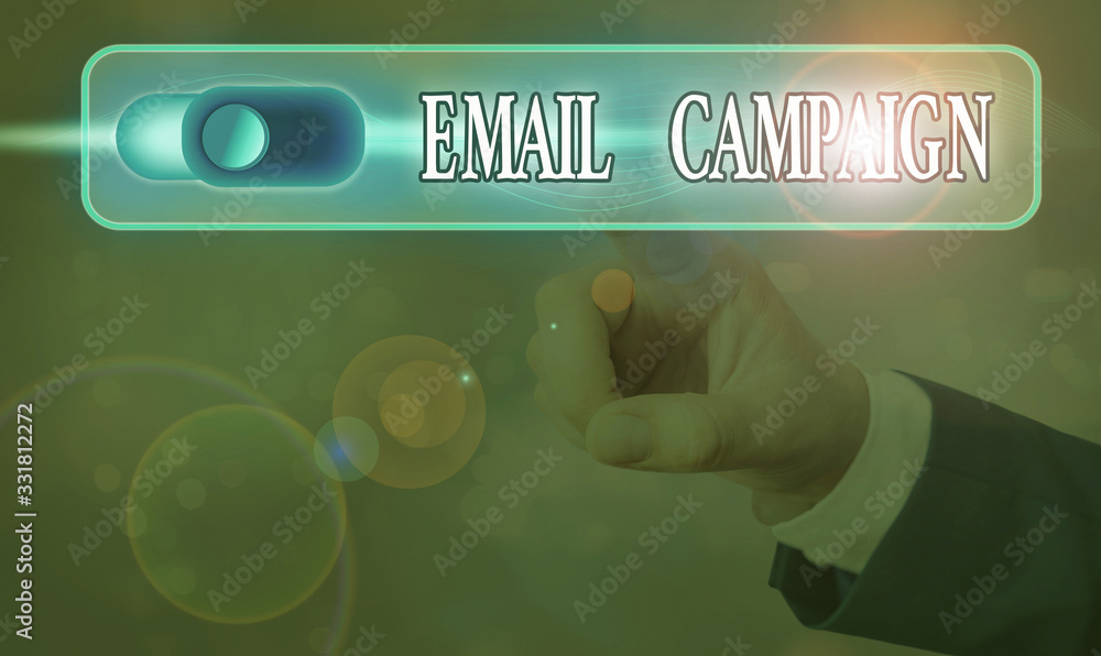 Poster writing note showing email campaign. business concept for advertisements are sent to a targeted list