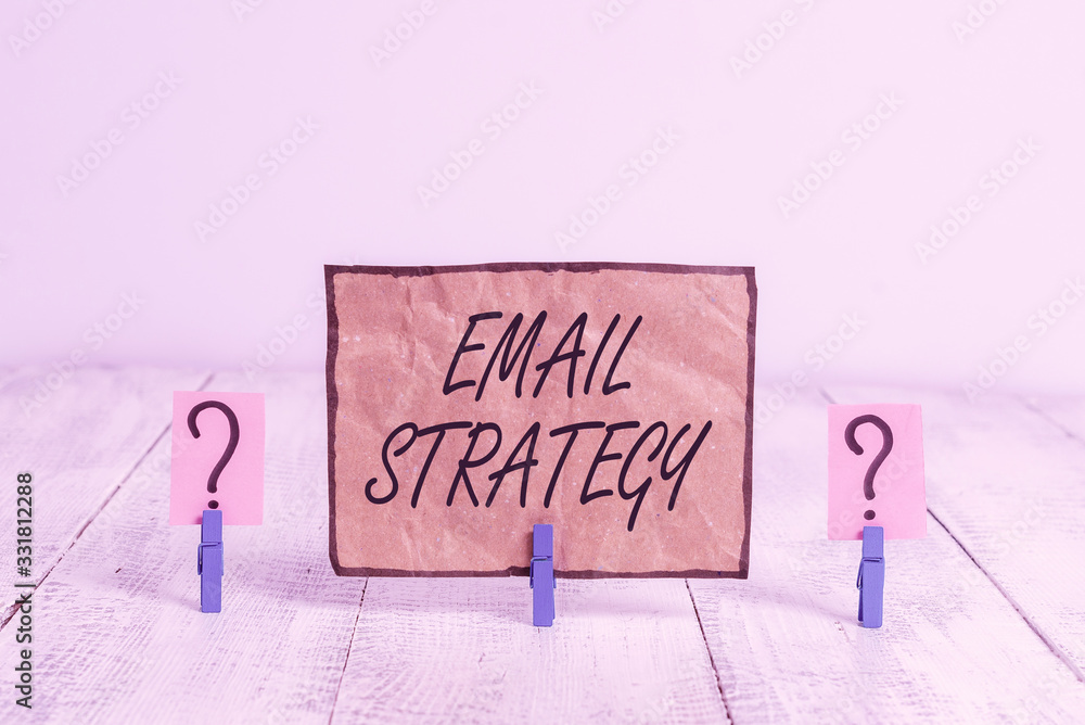 Poster writing note showing email strategy. business concept for marketing way to reach consumers via direc