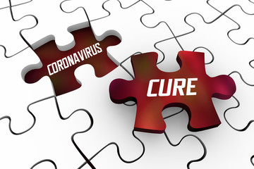 Coronavirus Puzzle Solution Cure Treatment Solved COVID-19 Outbreak Pandemic 3d Illustration