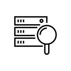 Server Search Vector Icon Line Illustration