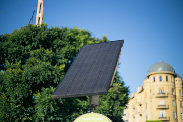 Modern portable solar panels in the city