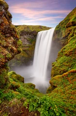  Panoramic view of Skogafoss waterfall on the Skoga river, a popular tourist attraction and part of the Golden Circle Tourist Route. Famous landmark of Iceland, Europe. Travelling concept background. © zicksvift