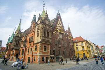 The Market Square in the city center of Wrocław city in Poland. in the picture you see the old...