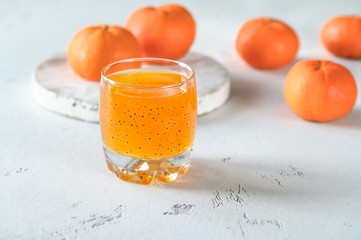 Orange juice with basil seeds