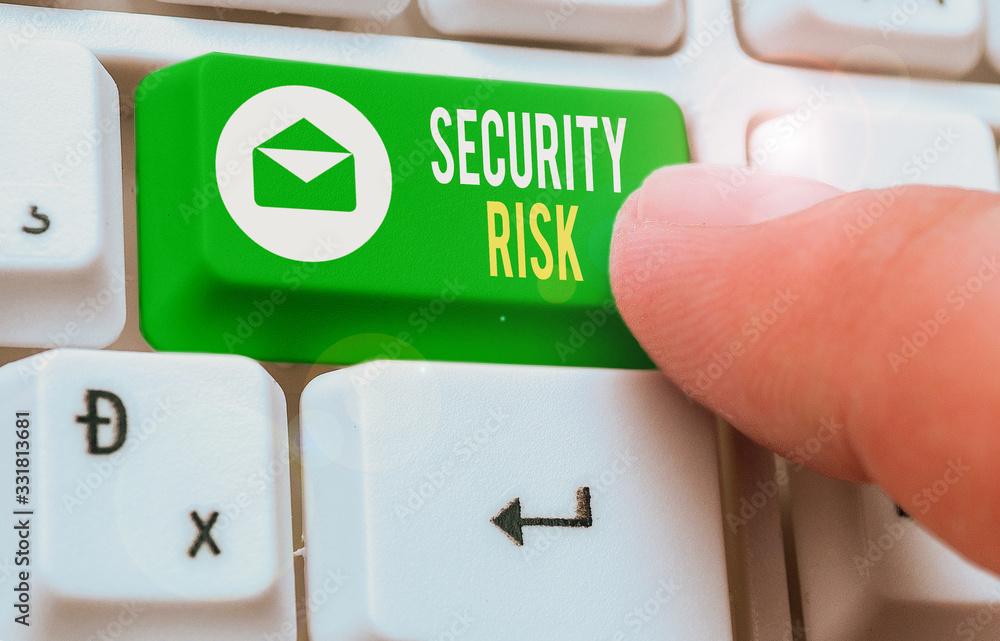 Poster text sign showing security risk. business photo text possesses a possible threat to the security of 