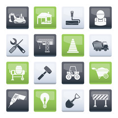 Building and construction icons over color background - vector icon set