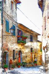 Montefioralle, one of the most beautiful villages of Tuscany, Italy