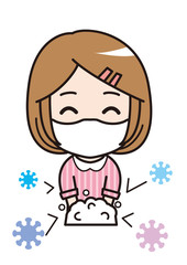 マスク　女の子4　イラスト