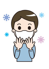 Obraz premium マスク 男性1 イラスト