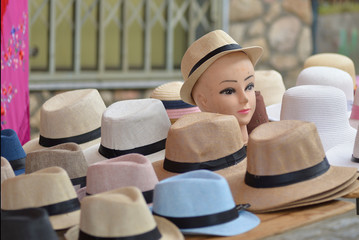 selling hats in the street