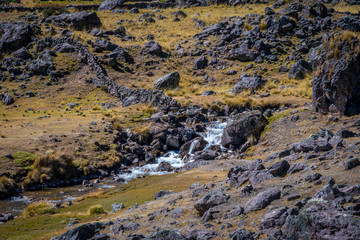 A view of Ausangate Mountain. It is one of the most important in Peru. It has several gaps in its extension. The area is a tourist attraction for trekking