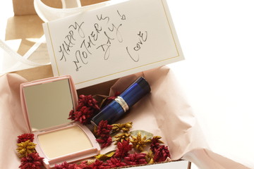 Lipsticks and hand written Mother's Day card 