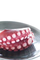 Japanese food, boiled octopus on dish