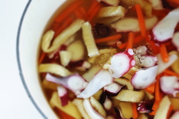 Japanese food, tofu and octopus rice
