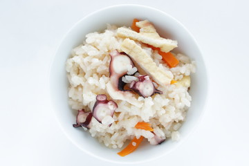 Japanese food, tofu and octopus rice
