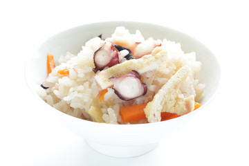 Japanese food, tofu and octopus rice