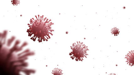 Isolated coronavirus bacteria in white background. 3D-rendering