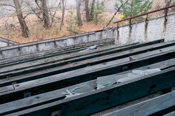 Abandoned tribune in Pripyat in Chernobyl
