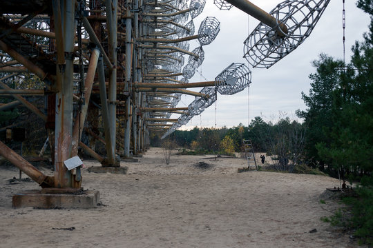 Power plant Duga in Pripyat in Chernobyl. Soviet secret radio tower for intercepting a signal