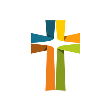 Christian cross with folded paper. For decorating cards, brochures, documents or logos.