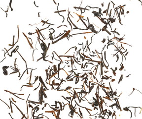 Dry black tea isolated on white background