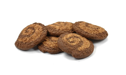 Chocolate cookies isolated on white background. Biscuits isolated on white.