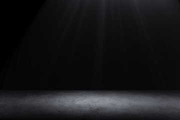 Dark Floor Background Black Empty Space for display your products, black Concrete Surface Ground Texture.
