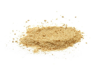 Ground biscuits on white background.