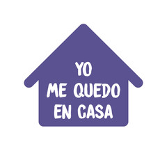 Stay home campaign with text in spanish. Coronavirus prevention campaign. 