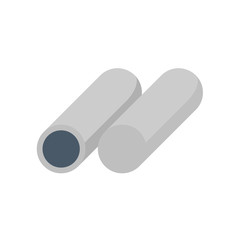 Steel or iron pipe product icon. Round profile shape. That alloy of iron from steel production industry and metallurgy used as structure in engineering construction and pipeline for water, oil and gas