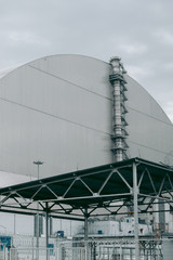 Sarcophagus over the 4th power unit of a nuclear power plant in Pripyat in Chernobyl