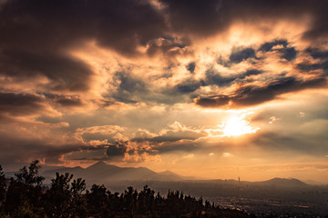 sunset through the clouds 