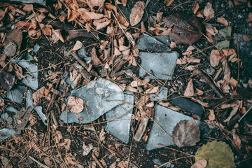 Broken glass in Pripyat in Chernobyl